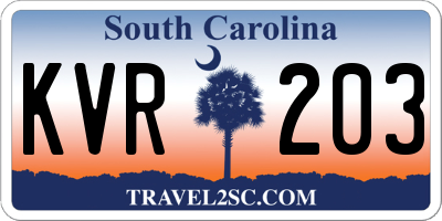SC license plate KVR203