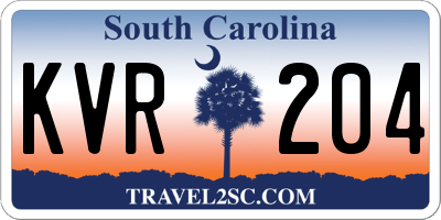 SC license plate KVR204