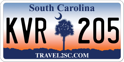 SC license plate KVR205