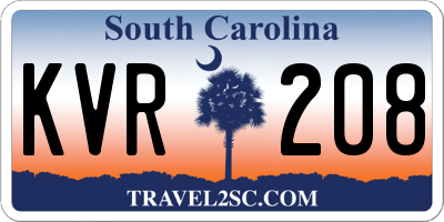 SC license plate KVR208