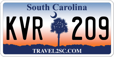 SC license plate KVR209