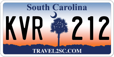 SC license plate KVR212