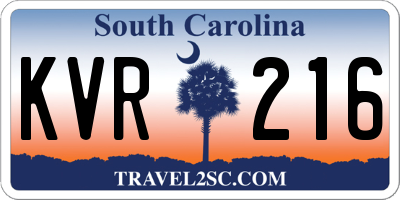 SC license plate KVR216