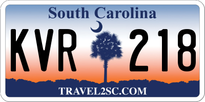 SC license plate KVR218