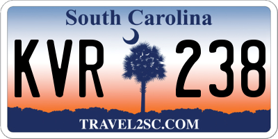 SC license plate KVR238