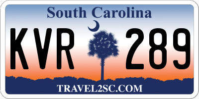 SC license plate KVR289