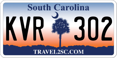SC license plate KVR302