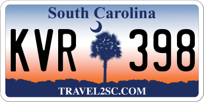 SC license plate KVR398