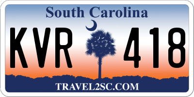 SC license plate KVR418