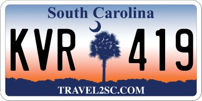 SC license plate KVR419