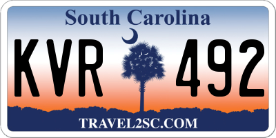 SC license plate KVR492