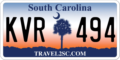 SC license plate KVR494
