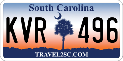 SC license plate KVR496