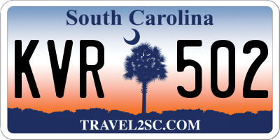 SC license plate KVR502