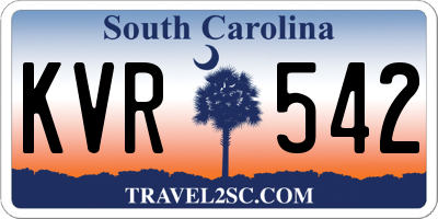 SC license plate KVR542