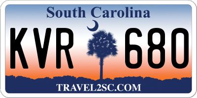 SC license plate KVR680