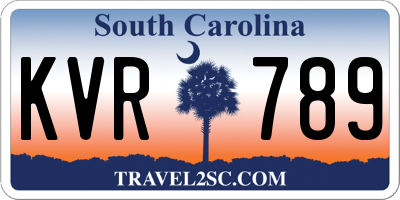 SC license plate KVR789