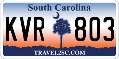 SC license plate KVR803