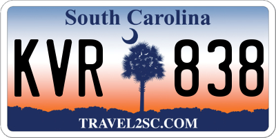 SC license plate KVR838