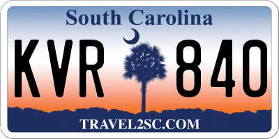 SC license plate KVR840