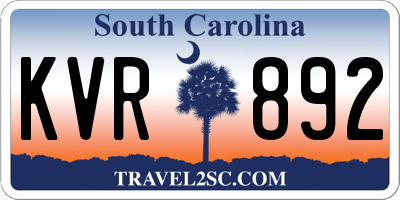 SC license plate KVR892