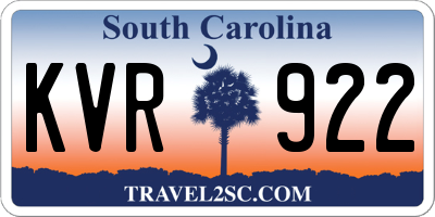 SC license plate KVR922