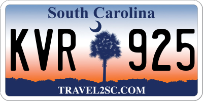 SC license plate KVR925