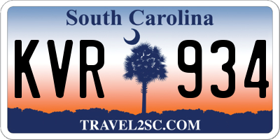 SC license plate KVR934
