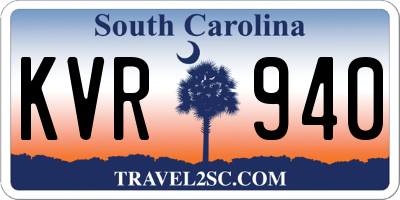 SC license plate KVR940