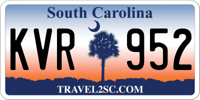 SC license plate KVR952