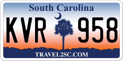 SC license plate KVR958