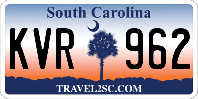 SC license plate KVR962