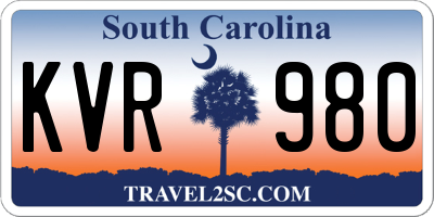 SC license plate KVR980
