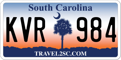 SC license plate KVR984