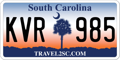 SC license plate KVR985