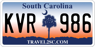 SC license plate KVR986