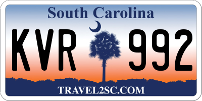 SC license plate KVR992
