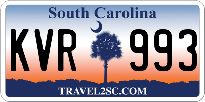 SC license plate KVR993