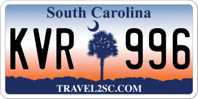 SC license plate KVR996