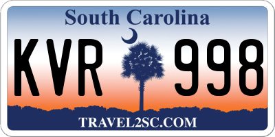 SC license plate KVR998