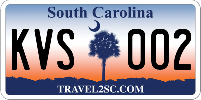 SC license plate KVS002