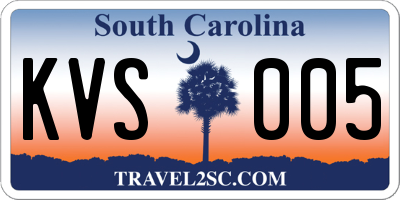 SC license plate KVS005