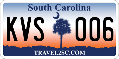 SC license plate KVS006