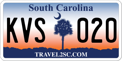 SC license plate KVS020