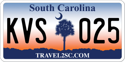 SC license plate KVS025
