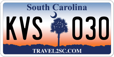 SC license plate KVS030