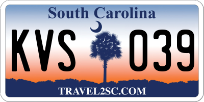 SC license plate KVS039
