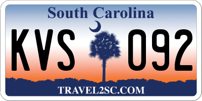 SC license plate KVS092