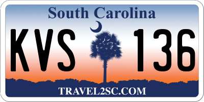 SC license plate KVS136