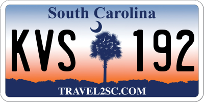 SC license plate KVS192
